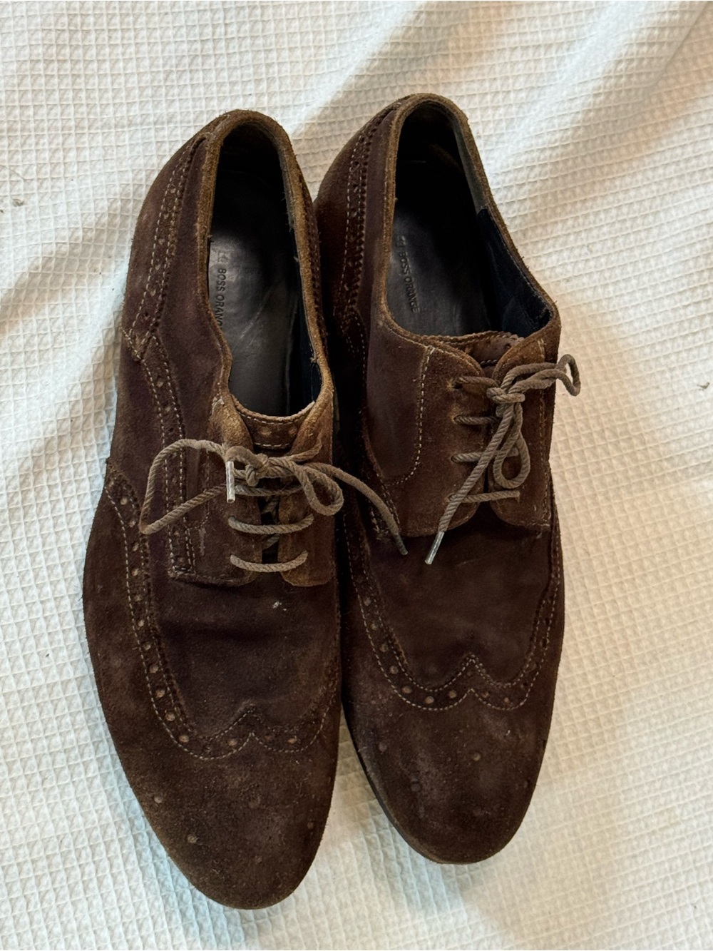 Boss orange Men's Brown Suede Wingtip Lace-Up Dress Shoes